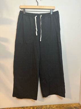 Madewell Black Cotton Pull On Wide Leg Pants Size Large